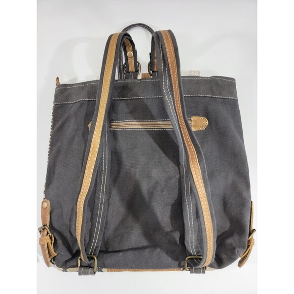 MW Myra Bags Hairon Flap Backpack‎ Purse Shoulder Hand Bag Recycled Canvas EUC - Picture 5 of 12